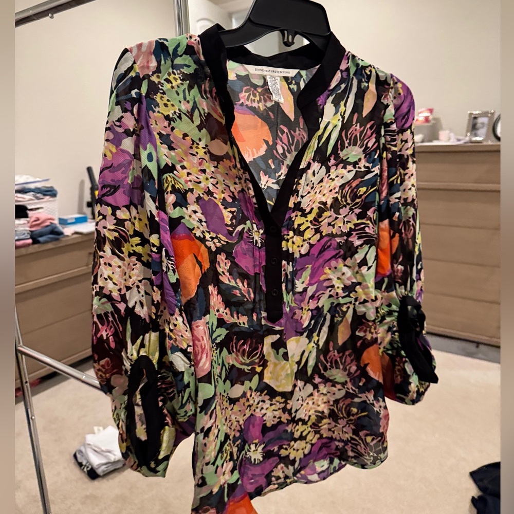 Diane von Furstenberg Floral Silk Blouse